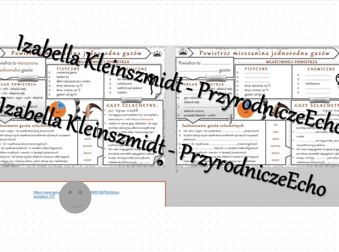 Minizestaw na temat „Powietrze, gazy szlachetne” – sketchnotka + karta pracy w power point + gratisowy link do prezentacji multimedialnej niekomercyjnej wykonanej w genial.ly do indywidualnego pobrania i użycia do celów niekomercyjnych. Chemia 7, „Gazy i