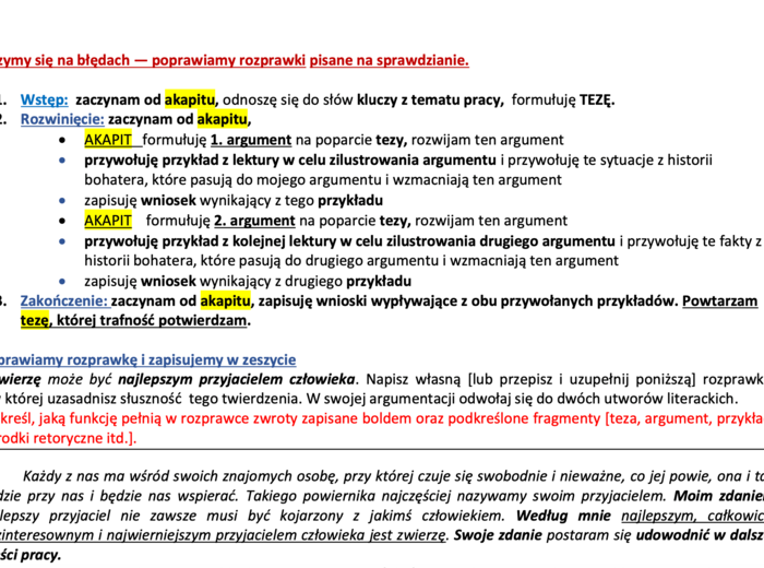 Ćwiczenia stylistyczne w redagowaniu rozprawki: teza, argument, rozwinięcie argumentu, przykład
