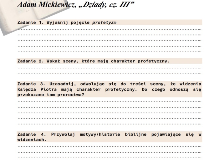 Karta pracy "Dziady, cz. III"