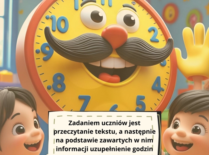 Czas i zegar- czytanie ze zrozumieniem, uzupełnianie