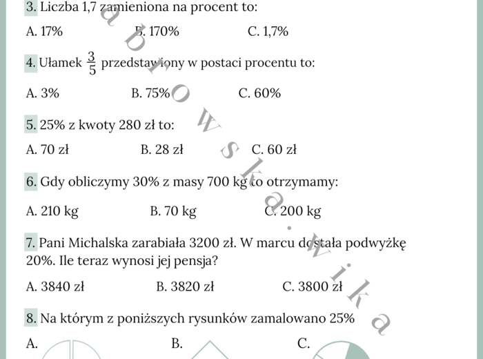 Procenty - quiz powtórzeniowy