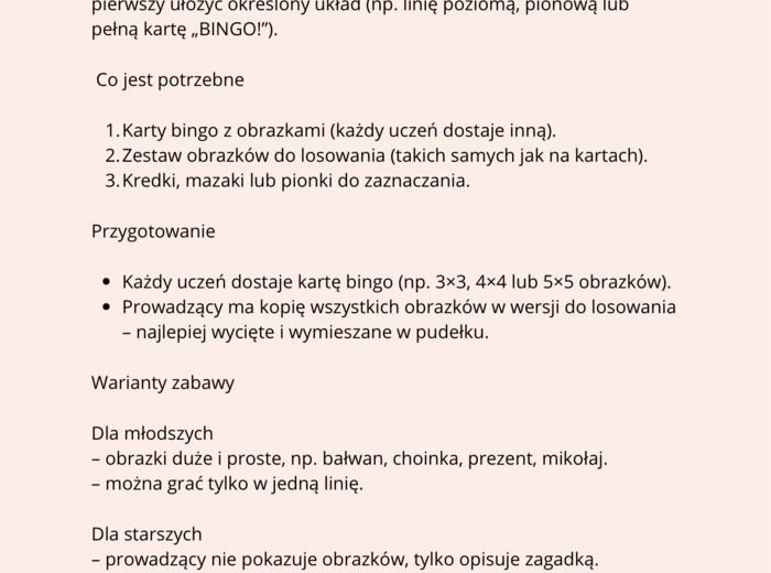 Świąteczne BINGO