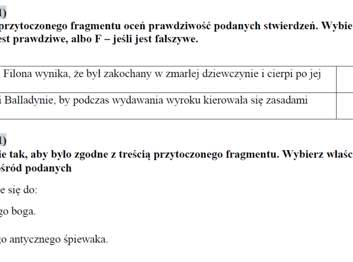 Balladyna - zestaw powtórkowy przed egzaminem ósmoklasisty