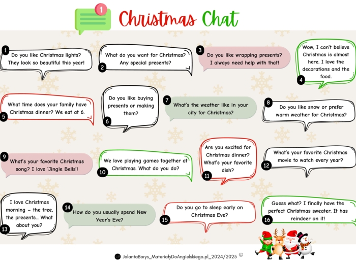 "Christmas Chat" - swiąteczny klimat + utrwalenie Present Simple