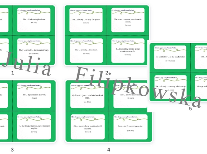 Present Perfect/ Karty do mówienia/ Mówienie/ Speaking/ Zestaw/ Pakiet/ Klasy 4-8/ Klasy 4-6/ Klasy 6-8/ SP/ Warm-up/ Rozgrzewka/ Gramatyka/ Grammar/ Speaking cards grammar/ Grammar cards/ E8