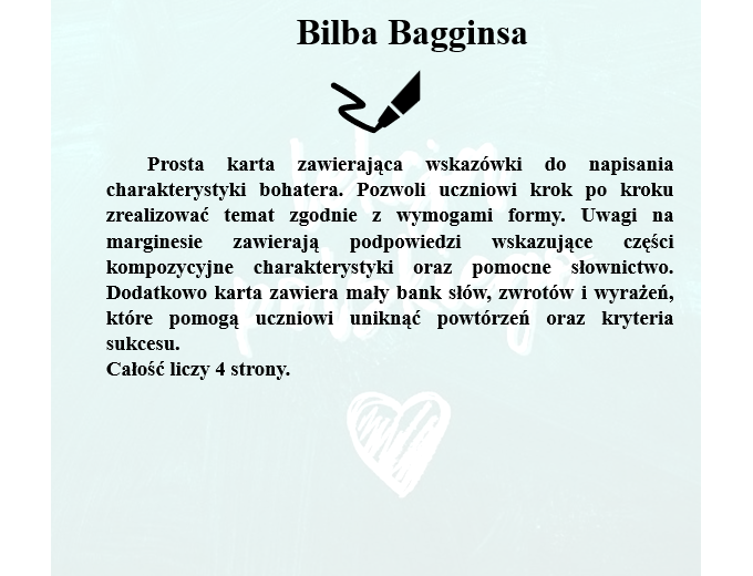 CHARAKTERYSTYKA POSTACI - HOBBIT