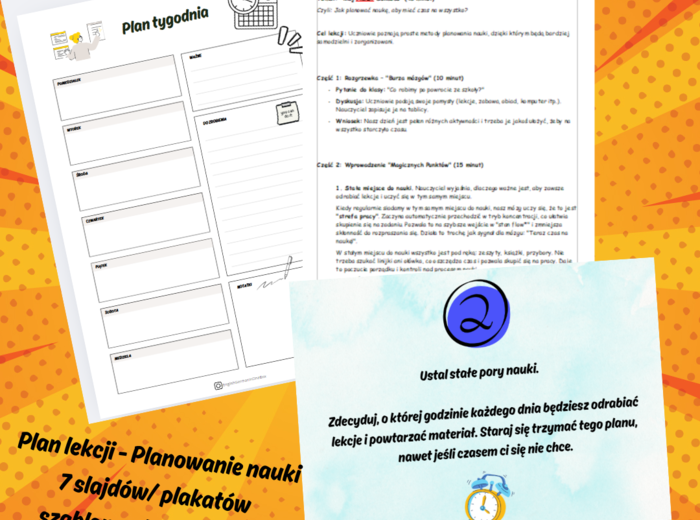 Planowanie nauki - godzina wychowawcza, lekcja przedmiotowa, początek roku szkolnego.