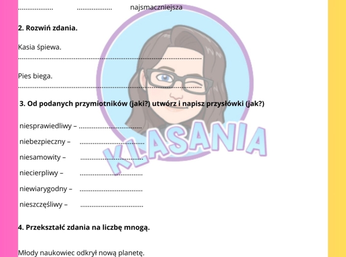 Gramatyka 3 - sprawdzian/karta pracy