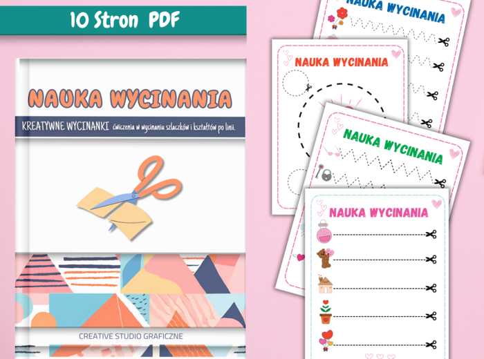 NAUKA WYCINANIA- Kreatywne wycinanki: ćwiczenia w wycinaniu szlaczków i kształtów po linii ♡