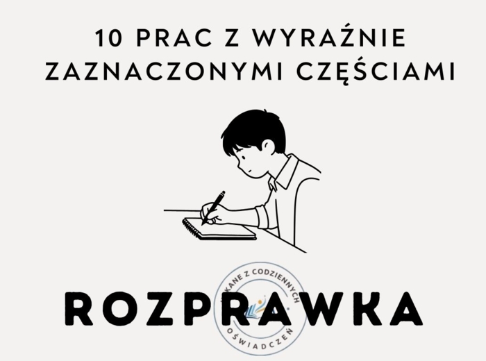 10 prac z wyraźnie zaznaczonymi częściami