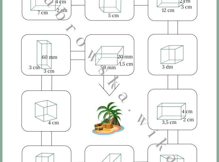 Objętość sześcianu i prostopadłościanu - wyspa skarbów