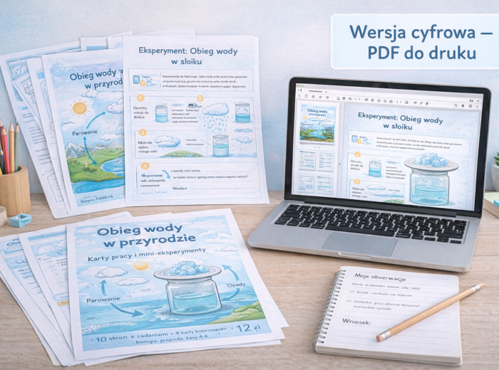 Obieg wody w przyrodzie – karty pracy i mini-eksperymenty