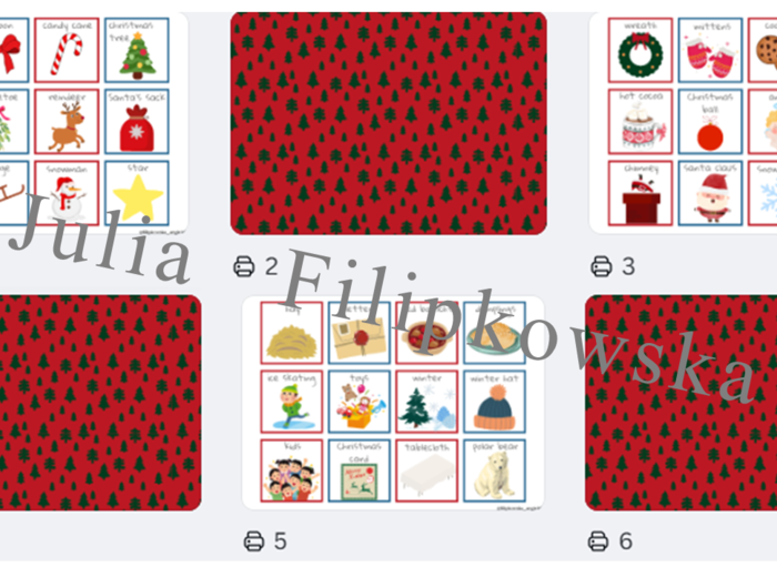 Christmas memory/ Boże Narodzenie/ Christmas/ Memory/ Gra/ Gra językowa/ Karty obrazkowe/ Zabawa/ Dzieci/ Warm-up/ Rozgrzewka/ Słownictwo/ SP 1-3/ SP 4-6/ SP 4-8/ SP 8