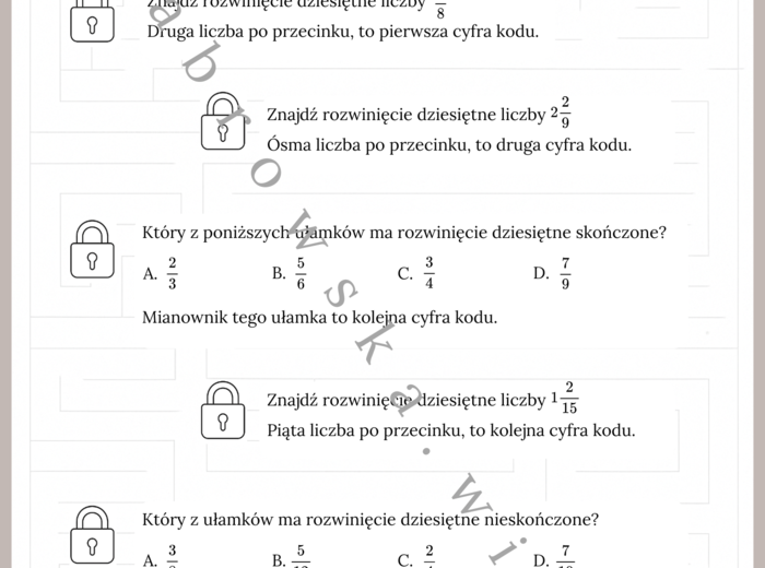 Ucieczka z labiryntu liczb – rozwinięcia dziesiętne