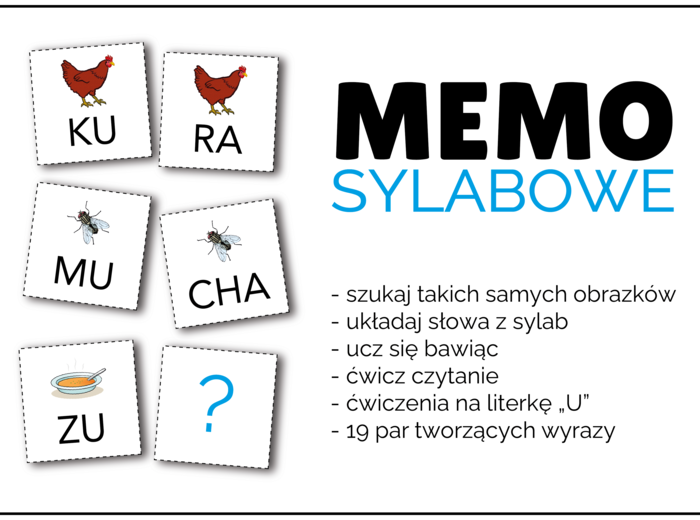 MEMO Sylabowe – 19 par tworzących wyrazy z literką „U”