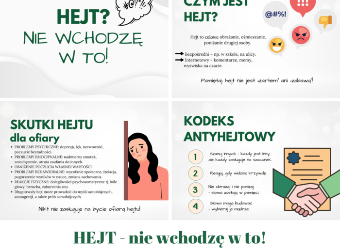 HEJT - nie wchodzę w to! - scenariusz lekcji + gazetka szkolna