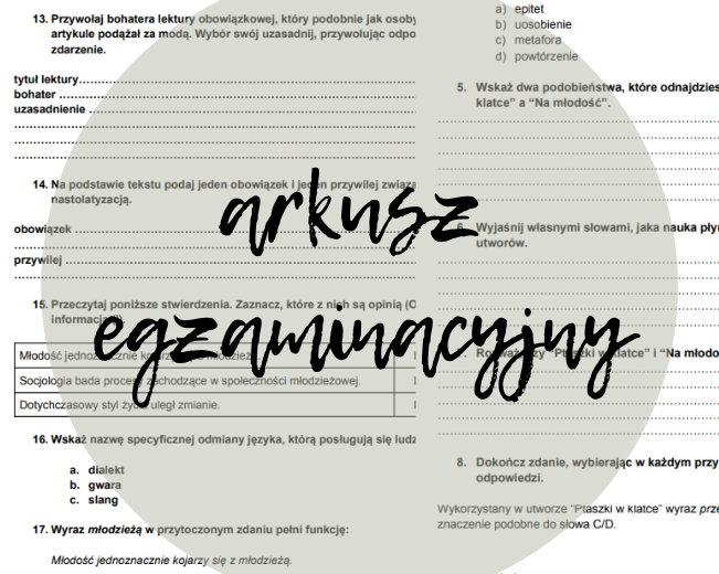 Arkusz egzaminacyjny ("Młodość")