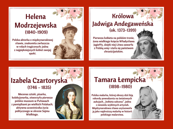 DZIEŃ KOBIET – – gazetka – SŁAWNE POLKI – biblioteka – świetlica – 24 strony – wersja 2