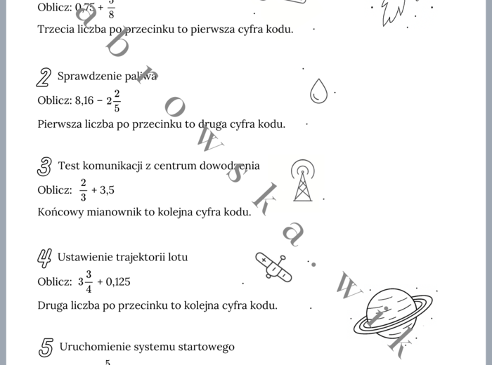 Kosmiczny Escape Room ‐ dodawanie i odejmowanie liczb dodatnich
