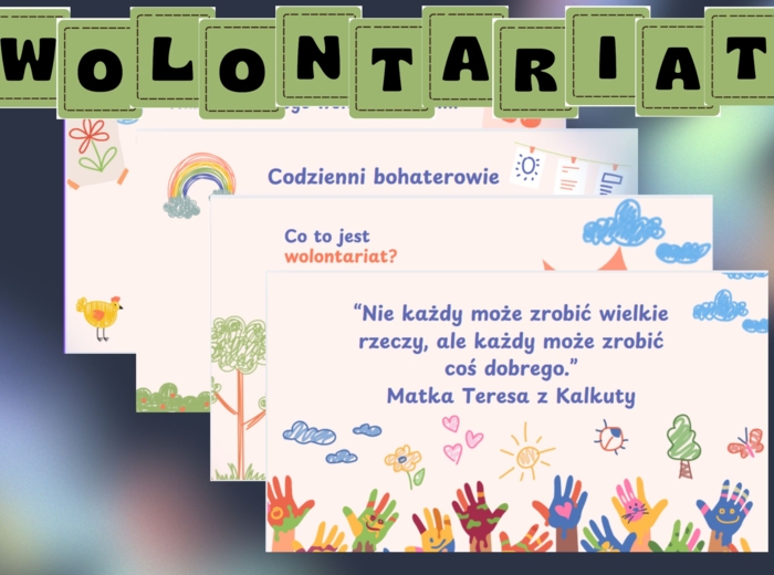 Gazetka ścienna – „Wolontariat. Pomaganie ma moc!”