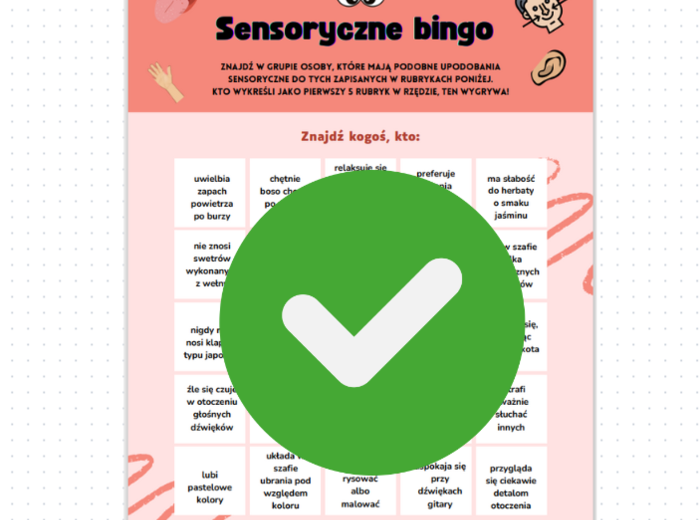 Sensoryczne bingo (karta gotowa + czysta do edycji własnej)