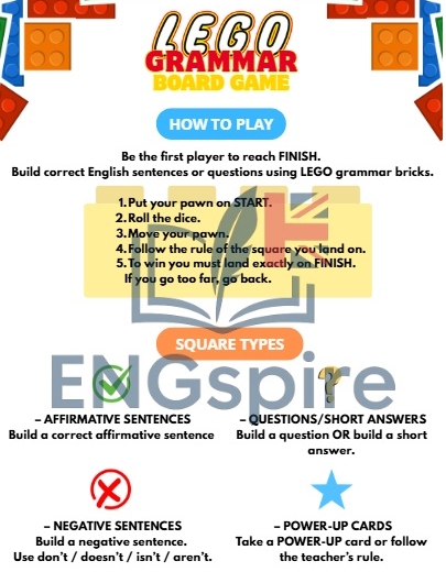 LEGO Grammar Fun – Present Simple, to be i can w formie gry