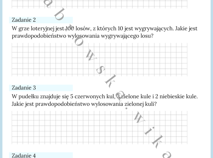 Prawdopodobieństwo - karta pracy