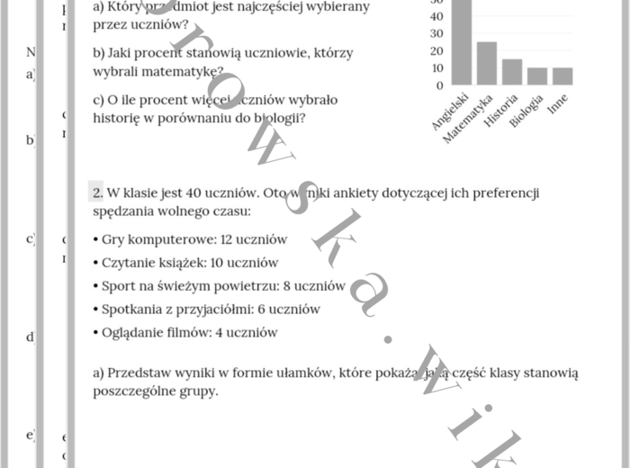 Diagramy procentowe i obliczenia - karta pracy