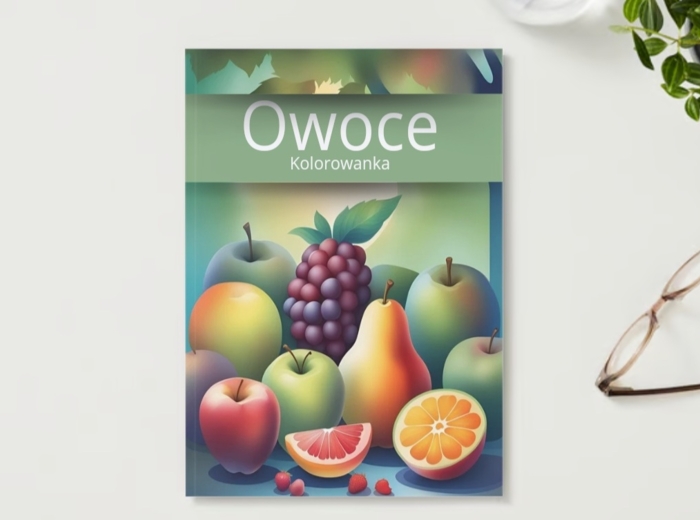 Kolorowanki OWOCE z opisaną nazwą - 18 stron PDF