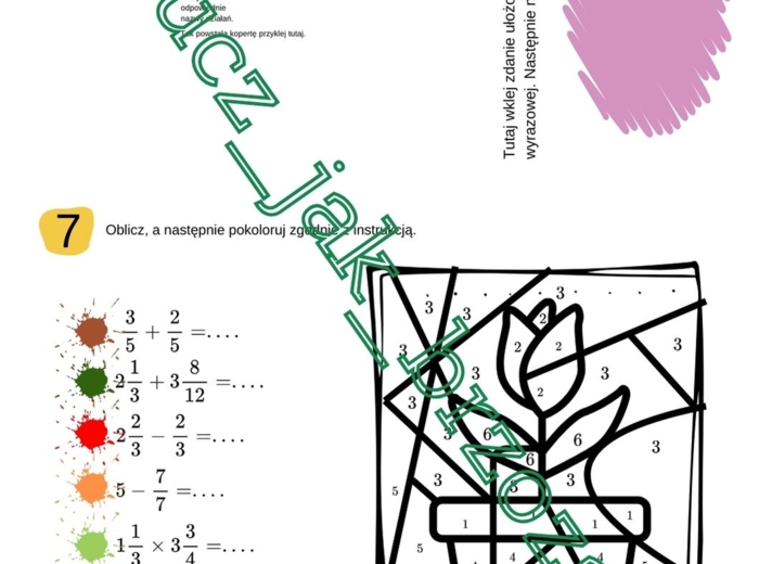 Ułamki zwykłe, powtórzenie wiadomości - klasa 5