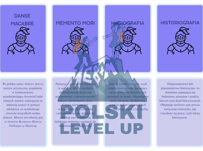 fiszki literackie_średniowiecze_Polski Level Up