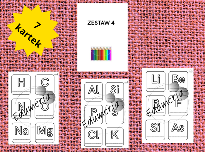 Proste karty z symbolami pierwiastków - DO KOLOROWANIA – idealne na lekcje chemii, powtórki, zastępstwa i zadania dla chętnych! Do pobrania i wydrukowania od razu