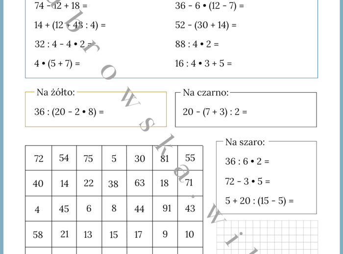 Kolejność wykonywania działań - kodowanka