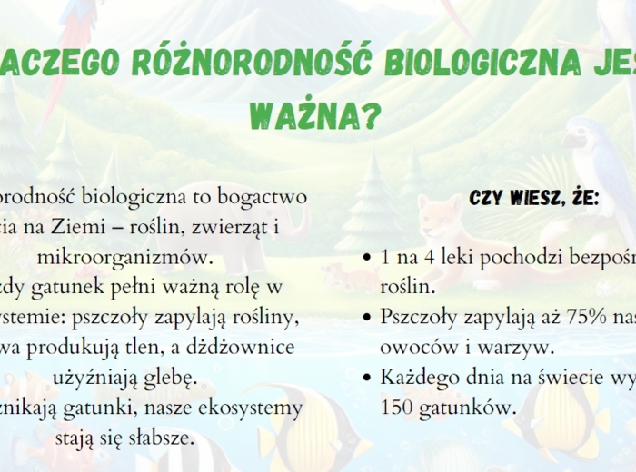 Prezentacja o ekologii. Ochrona środowiska, różnorodność biologiczna, działania ekologiczne. Zrównoważony rozwój.