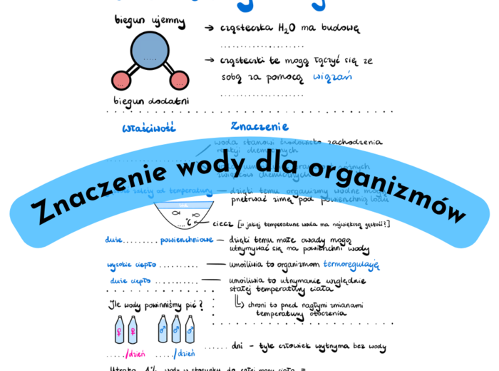 Znaczenie wody dla organizmów karta pracy/notatka/zadanie/eksperyment