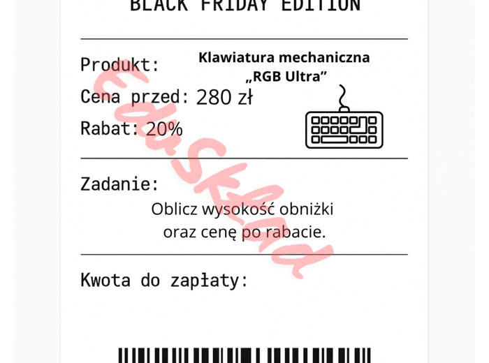 ⭐53 PARAGONY MATEMATYCZNE – BLACK FRIDAY EDITION (różne poziomy trudności / podwójne rabaty/ zamiast kartkówki)