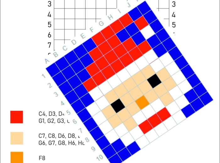 Kodowanka - zima, święta, Mikołaj, dyktando graficzne, łatwe