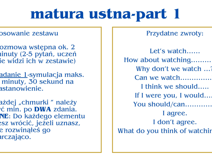 Matura ustna z języka angielskiego-zwroty