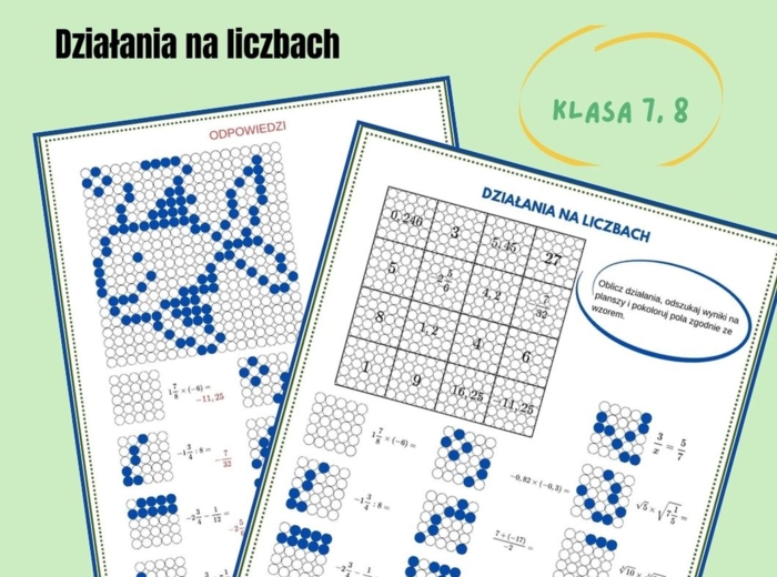 Działania na liczbach, kodowanie, klasa 7 - 8