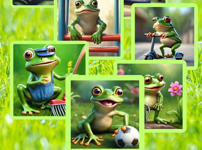 Spring activities with a cute frog