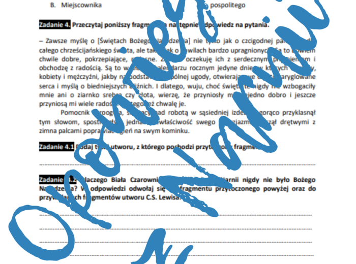 E8 „Opowieści z Narnii” *ZBIÓR ZADAŃ EGZAMINACYJNYCH* – wymagania 2024/2025 i 2025/2026