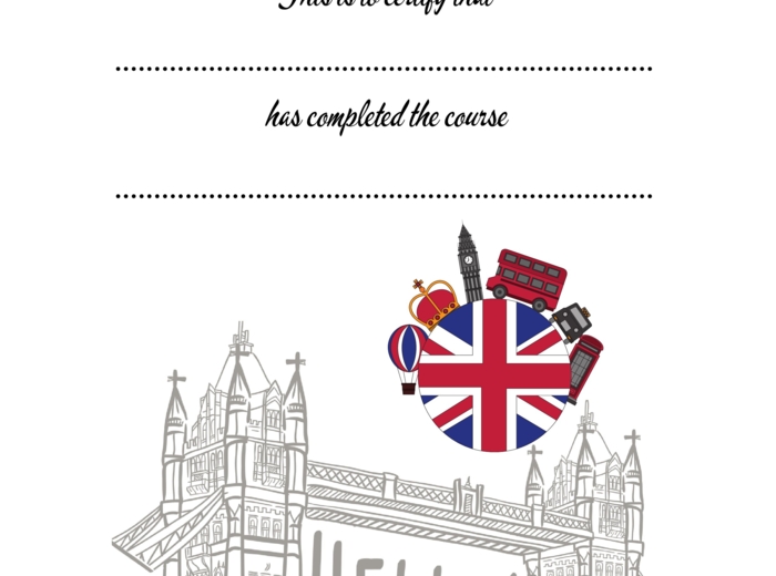 Diploma Certificate dyplomy na zakończenie roku/ kursu z języka angielskiego