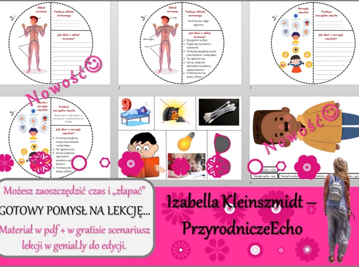 Pomysł na dwie lekcje/karta pracy/stacje zadaniowe/materiał do lekcji do tematu „Układ nerwowy kontroluje pracę organizmu” w pdf. W gratisie niekomercyjny scenariusz lekcji/pomysł na lekcję w programie genial.ly do edycji. Przyroda 4. Dział „Odkrywamy ta