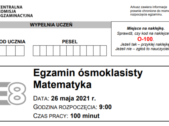 Szybkie powtórki przed egzaminem z matematyki z CKE - karta pracy