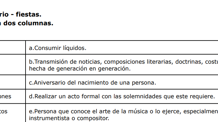Vocabulario - fiestas
