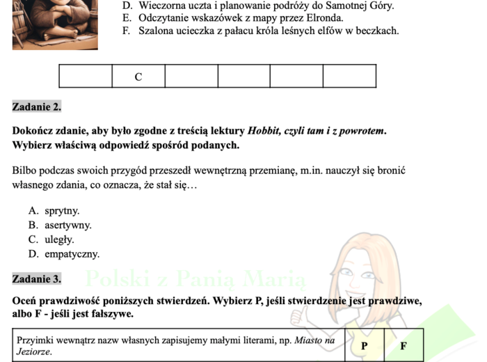 Hobbit, czyli tam i z powrotem - zadania egzaminacyjne