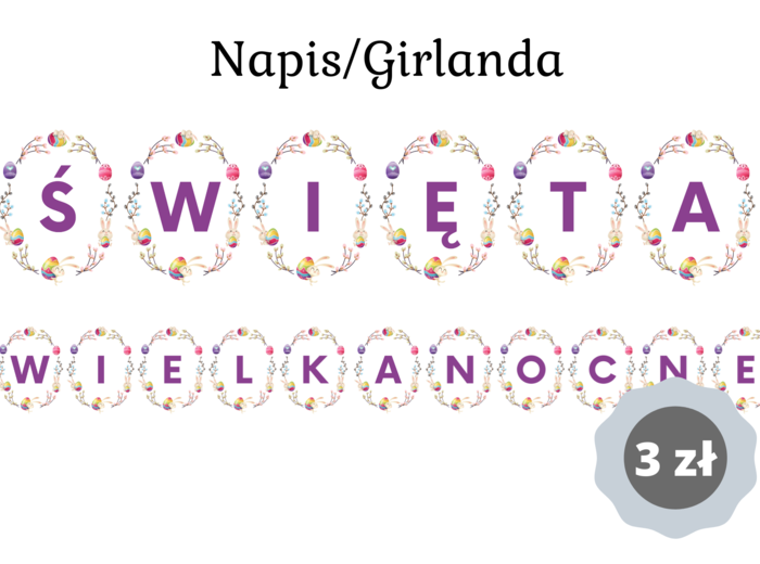 Napis/Girlanda "Święta Wielkanocne" - tylko 3 zł