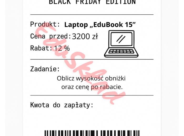 ⭐53 PARAGONY MATEMATYCZNE – BLACK FRIDAY EDITION (różne poziomy trudności / podwójne rabaty/ zamiast kartkówki)