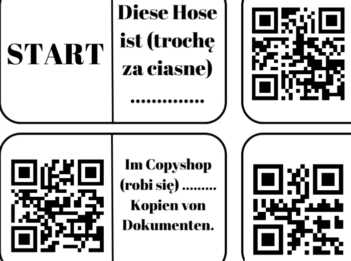 Wklejki z języka niemieckiego - domino - uzupełnij luki