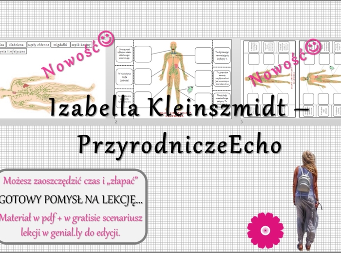 Pomysł na lekcję/karta pracy/stacje zadaniowe/materiał do lekcji do tematu „Układ limfatyczny” w pdf. W gratisie niekomercyjny scenariusz lekcji/pomysł na lekcję w programie genial.ly do edycji. Biologia 7. Dział „Układ krwionośny”.